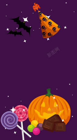 蝙蝠糖果万圣节卡通背景图高清图片