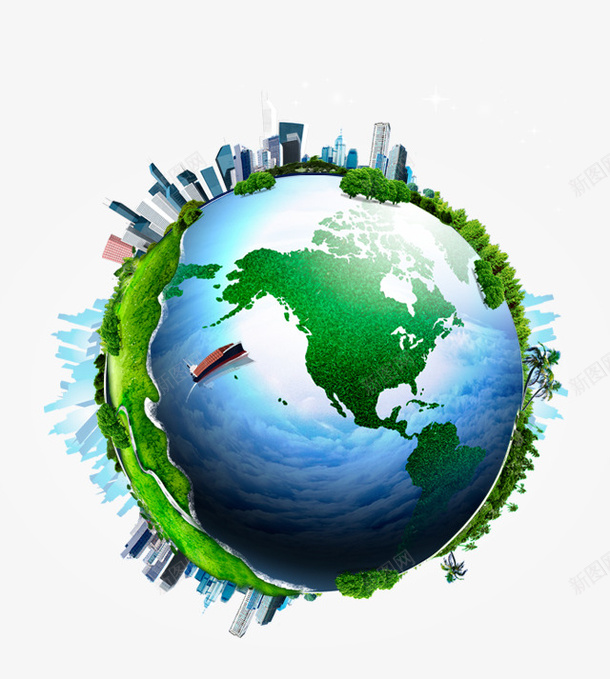 环保绿色地球城市png免抠素材_新图网 https://ixintu.com 地球 地区 城市 环保