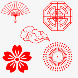 红扇子中国风红色颜色装饰高清图片