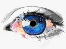 眼睛水彩银河插画艺术素材