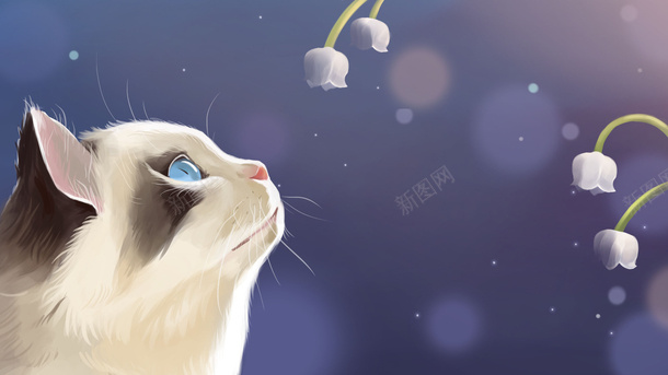 可爱猫唯美插画png免抠素材_新图网 https://ixintu.com 可爱 猫 唯美 插画 花 阳光