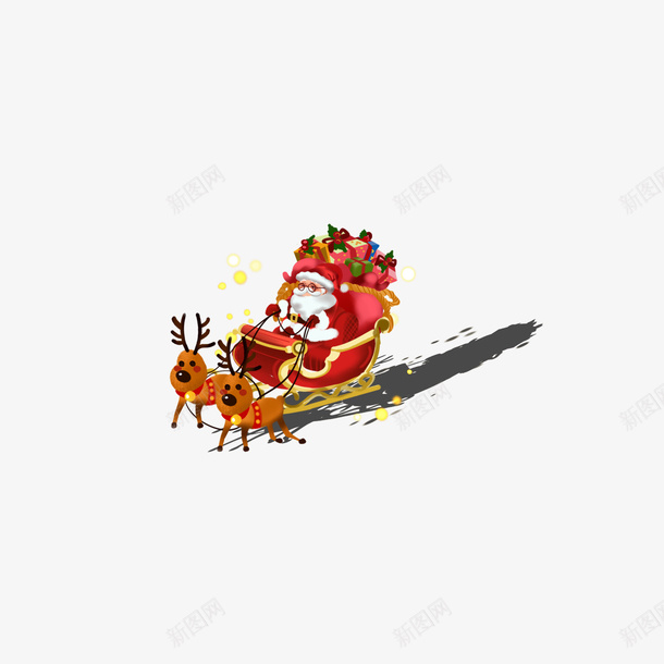卡通圣诞老人派礼物雪橇车psd免抠素材_新图网 https://ixintu.com 元素图 卡通圣诞老人 圣诞节老公公 派礼物 雪橇车