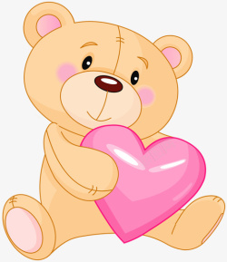 爱心小熊抱着爱心的可爱小熊高清图片