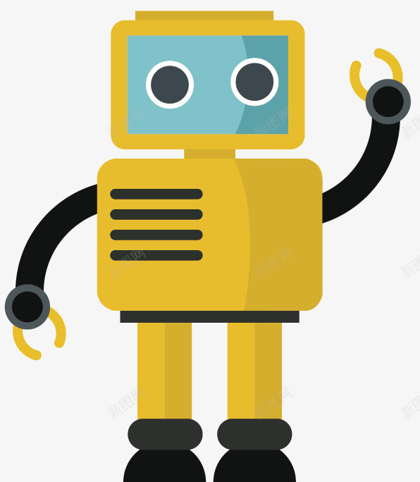 卡通黄色机器人png免抠素材_新图网 https://ixintu.com 卡通 黄色 机器人 简单