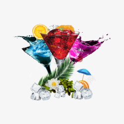 水果和鸡尾酒多种颜色的水果冰鸡尾酒高清图片