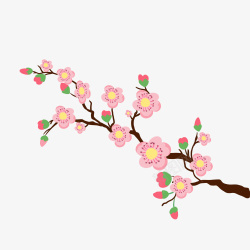 中国风手绘桃花元素素材