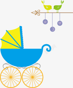婴儿鸟可爱的宝宝车高清图片