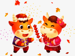 春节葫芦图片牛年过年卡通牛春节糖葫芦高清图片