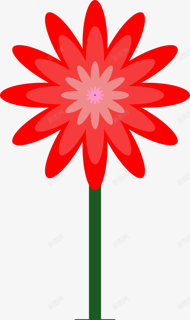 红色花朵卡通插画类型png免抠素材_新图网 https://ixintu.com 叠加 层次 红色 花儿