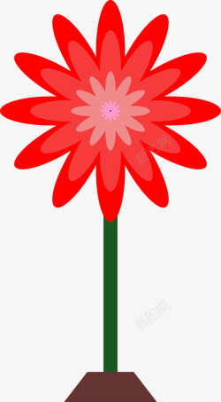 红色花朵卡通插画类型素材