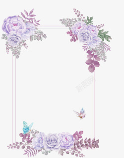 紫色的边框花素材