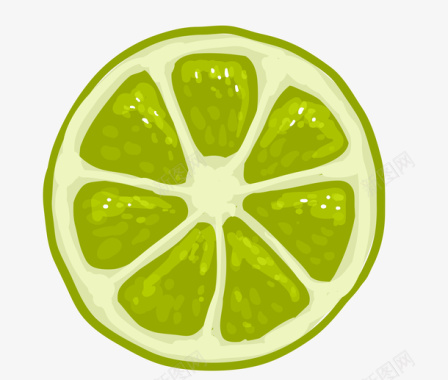 手绘绿色柠檬切片图标