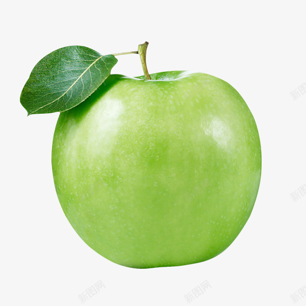 带绿叶的绿苹果png免抠素材_新图网 https://ixintu.com 绿色 水果 苹果 带叶