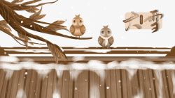 鸟飞上屋顶冬季大雪鸟树枝雪花屋顶高清图片