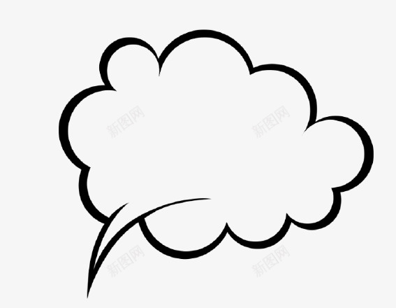 聊天框黑色边款云朵png_新图网 https://ixintu.com 云朵 想象框 聊天框 话语框 说话云朵 边款 黑色