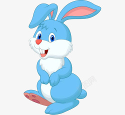 蓝色蜡笔兔子可爱卡通蓝色兔子高清图片