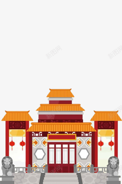 中国风手绘古建筑元素png免抠素材_新图网 https://ixintu.com 中国风 手绘 古建筑 元素