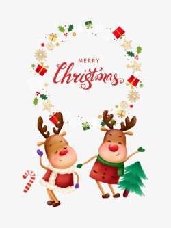 圣诞卡通麋鹿头麋鹿圣诞节装饰元素图高清图片