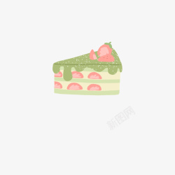 绿色汽车蛋糕卡通草莓抹茶蛋糕高清图片