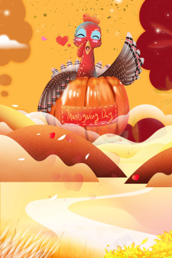 火鸡手绘感恩节火鸡背景图高清图片