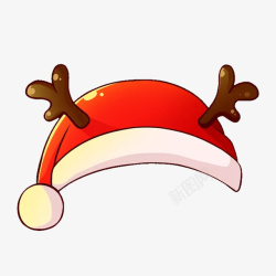 卡通圣诞帽圣诞节红色鹿角帽子高清图片