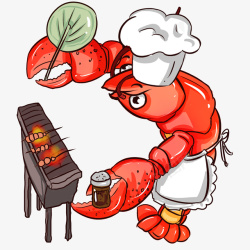 小龙虾烧烤卡通插画素材