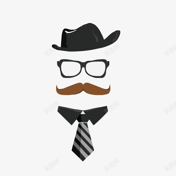 父亲节素材大人eps免抠素材_新图网 https://ixintu.com 帽子 插图 父亲节 眼镜 领带