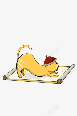 国潮宫廷猫咪手绘卡通素材