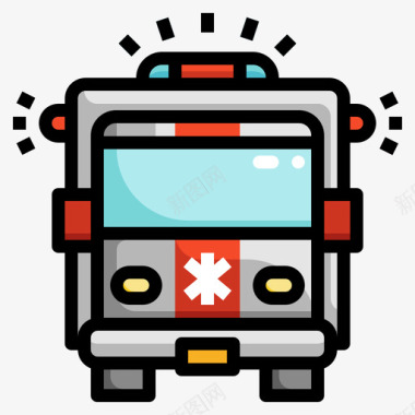 救护车健康保险线性颜色图标