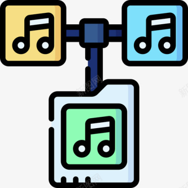 音乐文件电子音乐5线性颜色图标