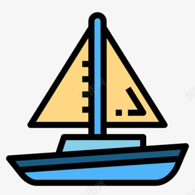 帆船船6线型颜色图标