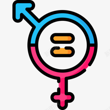 性别平等民权运动8线性色彩图标