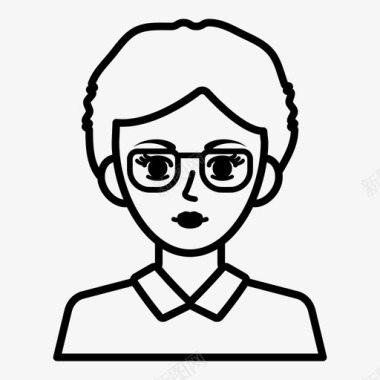 戴眼镜的女人商务女人短发图标