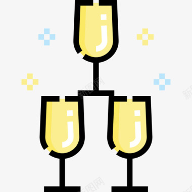 香槟酒杯165岁生日线性颜色图标