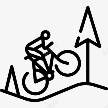 山地自行车自行车比赛25直线型图标