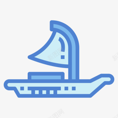 独木舟船8蓝色图标