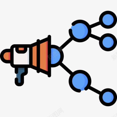 病毒式营销数字营销208线性色彩图标