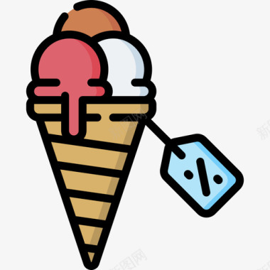 冰淇淋夏季销售21线性颜色图标