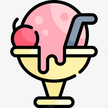 冰淇淋冰淇淋店45线性颜色图标