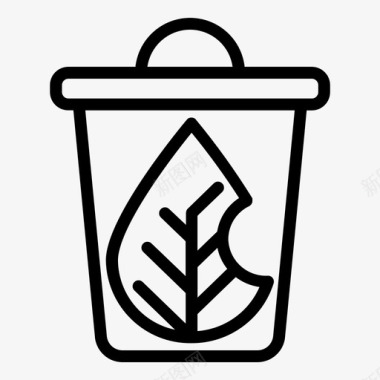 垃圾桶生态树叶图标