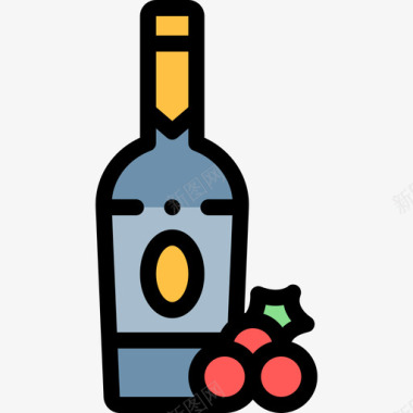 葡萄酒瓶法国12线性颜色图标