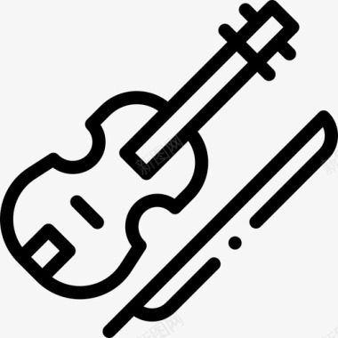 小提琴乐器62线性图标