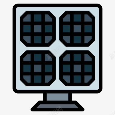 太阳能电池板电工19线性颜色图标