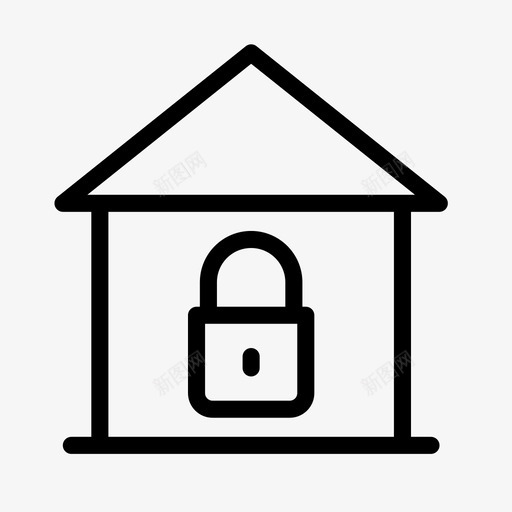 房子锁家私人svg_新图网 https://ixintu.com 房子 私人 保护 互联网 安全 一行 字形