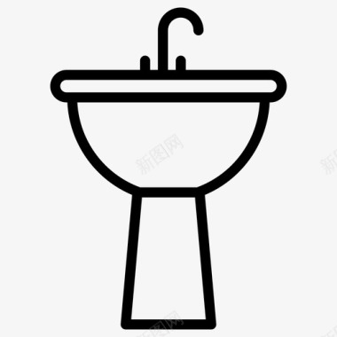 家用洗脸盆洗浴设备水龙头水槽图标