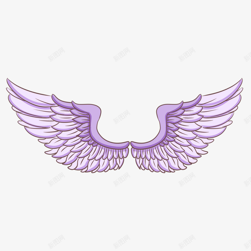 紫白色羽毛翅膀png免抠素材_新图网 https://ixintu.com  多彩 紫色 白色  彩色  线条  美丽  羽毛  翅膀  展翅 飞翔