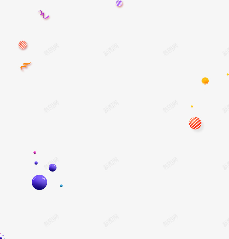 彩球彩带漂浮物png免抠素材_新图网 https://ixintu.com 彩色物品 紫色 黄色 C4D 球形 漂浮的球 立体 彩球 彩带 气球 悬浮 少女风 3D泡泡 立体 饰品 贴纸