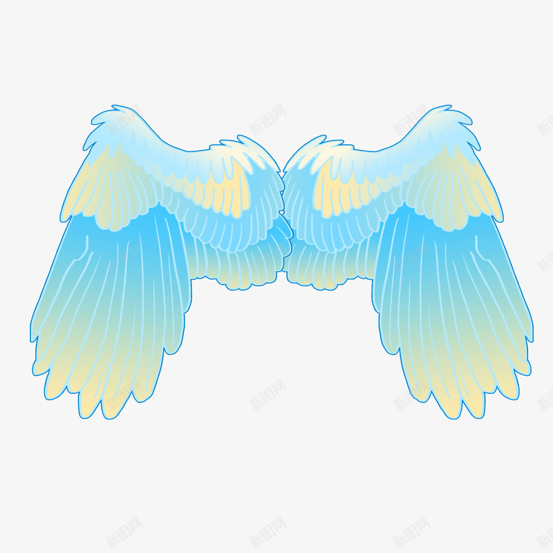 彩色羽毛翅膀png免抠素材_新图网 https://ixintu.com 蓝色 黄色 多彩  彩色  线条  美丽  羽毛  翅膀