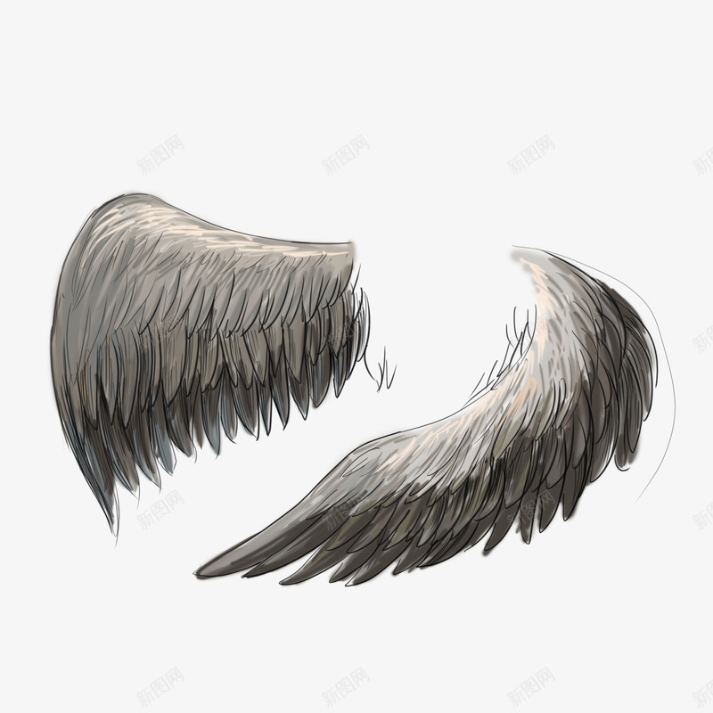 黑色天使翅膀png免抠素材_新图网 https://ixintu.com 天使的翅膀 简约翅膀 飞翔翅膀 黑色