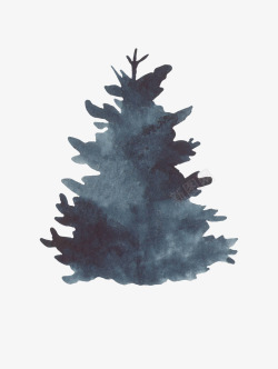 蓝色水彩冬季植物动物剪贴画装饰免扣图案33蓝色水彩素材